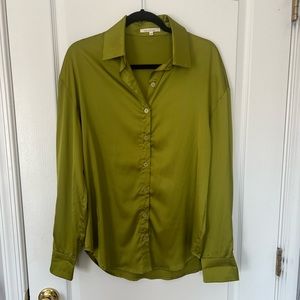 Bright green button down shirt in a size s/m by et clet for sale!